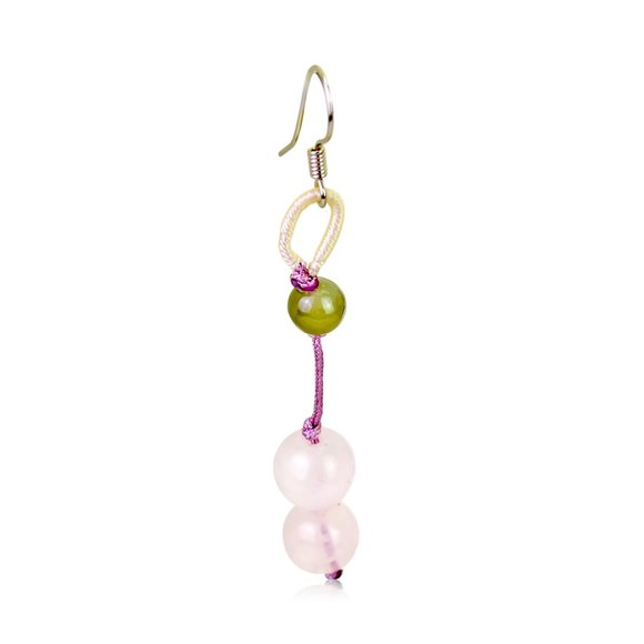 Alluring Beads Rose Quartz Gemstone Earrings - Picture 1 of 4